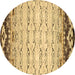 Round Abstract Brown Contemporary Rug, con2577brn