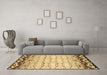 Machine Washable Abstract Brown Contemporary Rug in a Living Room,, wshcon2577brn