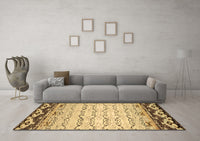 Machine Washable Abstract Brown Contemporary Rug, wshcon2577brn