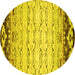 Round Abstract Yellow Contemporary Rug, con2577yw