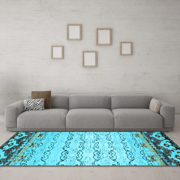 Machine Washable Abstract Light Blue Contemporary Rug in a Living Room, wshcon2577lblu