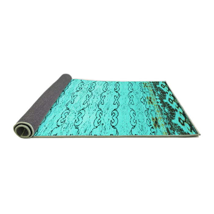 Sideview of Abstract Turquoise Contemporary Rug, con2577turq