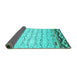 Sideview of Abstract Turquoise Contemporary Rug, con2577turq