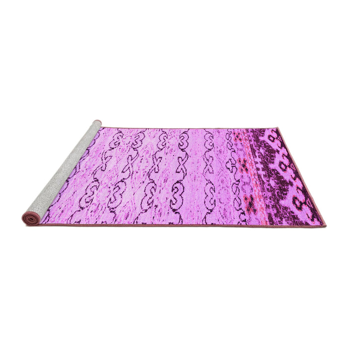 Sideview of Machine Washable Abstract Pink Contemporary Rug, wshcon2577pnk