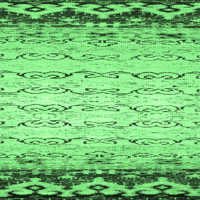 Square Machine Washable Abstract Emerald Green Contemporary Area Rugs, wshcon2577emgrn