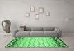 Machine Washable Abstract Emerald Green Contemporary Area Rugs in a Living Room,, wshcon2577emgrn