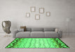 Machine Washable Abstract Green Contemporary Area Rugs in a Living Room,, wshcon2577grn