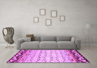 Machine Washable Abstract Pink Contemporary Rug, wshcon2577pnk