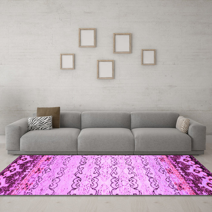 Machine Washable Abstract Pink Contemporary Rug in a Living Room, wshcon2577pnk