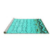 Sideview of Machine Washable Abstract Turquoise Contemporary Area Rugs, wshcon2577turq