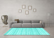 Machine Washable Solid Turquoise Modern Area Rugs in a Living Room,, wshcon2578turq