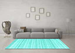 Machine Washable Solid Turquoise Modern Area Rugs in a Living Room,, wshcon2578turq