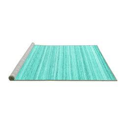 Sideview of Machine Washable Solid Turquoise Modern Area Rugs, wshcon2578turq