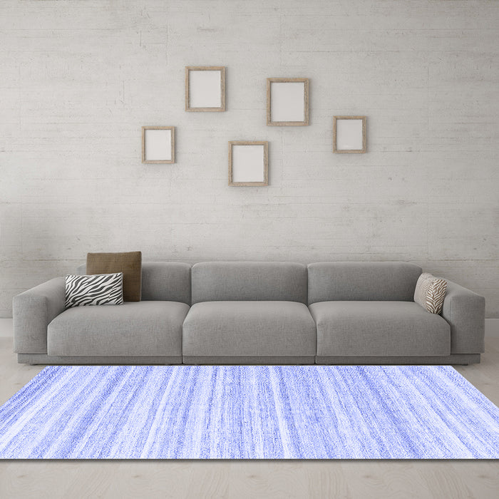 Machine Washable Solid Blue Modern Rug in a Living Room, wshcon2578blu