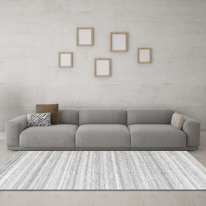 Machine Washable Solid Gray Modern Rug in a Living Room,, wshcon2578gry