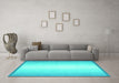 Machine Washable Abstract Turquoise Contemporary Area Rugs in a Living Room,, wshcon2579turq