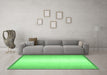 Machine Washable Abstract Emerald Green Contemporary Area Rugs in a Living Room,, wshcon2579emgrn