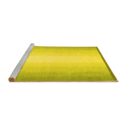 Sideview of Machine Washable Abstract Yellow Contemporary Rug, wshcon2579yw