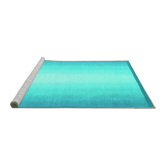 Sideview of Machine Washable Abstract Turquoise Contemporary Area Rugs, wshcon2579turq