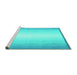 Sideview of Machine Washable Abstract Turquoise Contemporary Area Rugs, wshcon2579turq