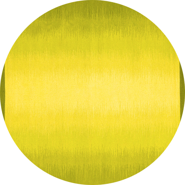 Round Machine Washable Abstract Yellow Contemporary Rug, wshcon2579yw
