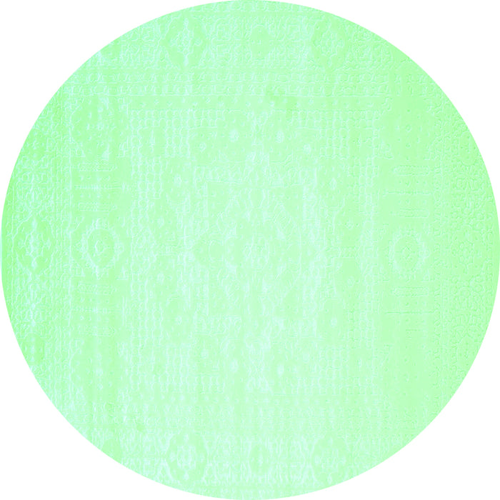Round Machine Washable Abstract Turquoise Contemporary Area Rugs, wshcon257turq