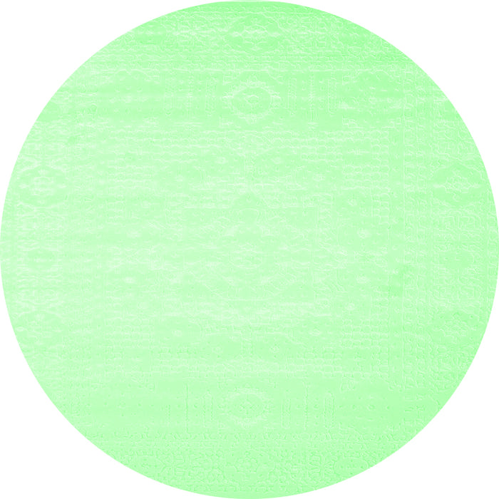 Round Machine Washable Abstract Emerald Green Contemporary Area Rugs, wshcon257emgrn