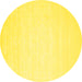 Round Machine Washable Abstract Yellow Contemporary Rug, wshcon257yw