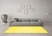 Machine Washable Abstract Yellow Contemporary Rug in a Living Room, wshcon257yw