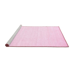 Sideview of Machine Washable Abstract Pink Contemporary Rug, wshcon257pnk