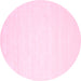 Round Machine Washable Abstract Pink Contemporary Rug, wshcon257pnk