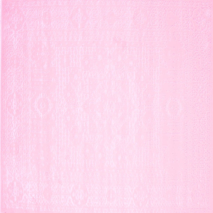 Square Machine Washable Abstract Pink Contemporary Rug, wshcon257pnk
