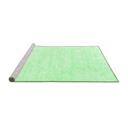 Sideview of Machine Washable Abstract Emerald Green Contemporary Area Rugs, wshcon2580emgrn