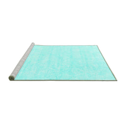 Sideview of Machine Washable Abstract Turquoise Contemporary Area Rugs, wshcon2580turq