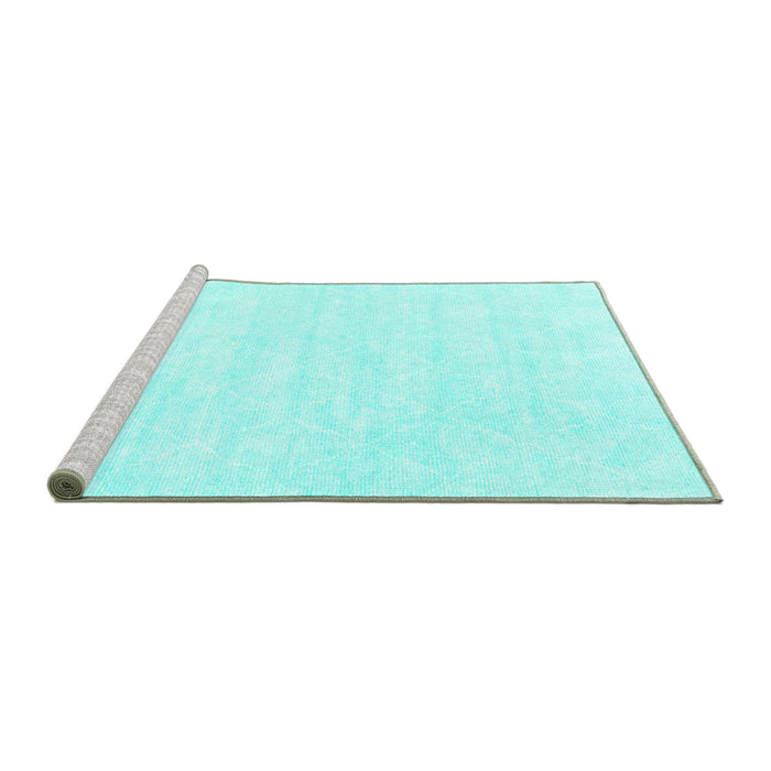 Sideview of Machine Washable Abstract Turquoise Contemporary Area Rugs, wshcon2580turq
