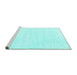 Sideview of Machine Washable Abstract Turquoise Contemporary Area Rugs, wshcon2580turq