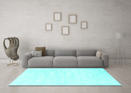 Machine Washable Abstract Turquoise Contemporary Area Rugs in a Living Room,, wshcon2580turq