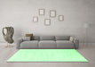 Machine Washable Abstract Green Contemporary Area Rugs in a Living Room,, wshcon2580grn