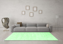 Machine Washable Abstract Emerald Green Contemporary Area Rugs in a Living Room,, wshcon2580emgrn