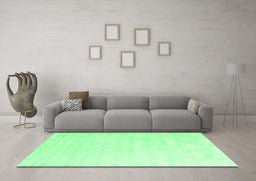 Machine Washable Abstract Green Contemporary Area Rugs in a Living Room,, wshcon2581grn
