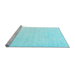 Sideview of Machine Washable Abstract Light Blue Contemporary Rug, wshcon2581lblu