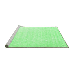 Sideview of Machine Washable Abstract Emerald Green Contemporary Area Rugs, wshcon2581emgrn
