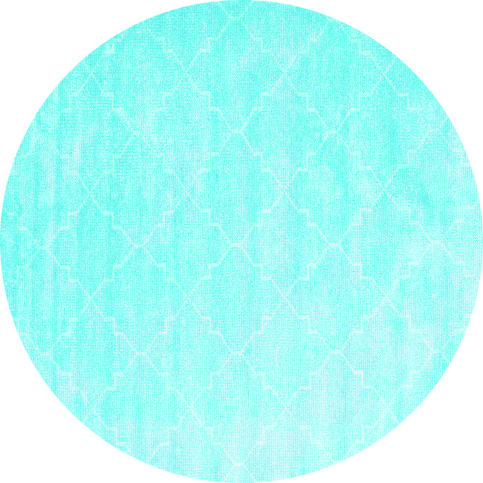 Round Machine Washable Abstract Turquoise Contemporary Area Rugs, wshcon2581turq