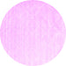 Round Abstract Pink Contemporary Rug, con2581pnk