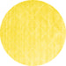 Round Machine Washable Abstract Yellow Contemporary Rug, wshcon2581yw