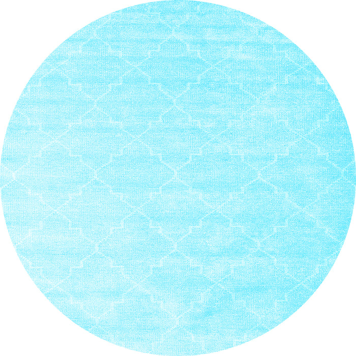 Round Machine Washable Abstract Light Blue Contemporary Rug, wshcon2581lblu