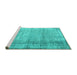 Sideview of Machine Washable Abstract Turquoise Contemporary Area Rugs, wshcon2582turq