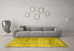 Machine Washable Abstract Yellow Contemporary Rug in a Living Room, wshcon2582yw