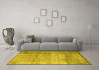 Machine Washable Abstract Yellow Contemporary Rug, wshcon2582yw