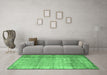 Machine Washable Abstract Emerald Green Contemporary Area Rugs in a Living Room,, wshcon2582emgrn